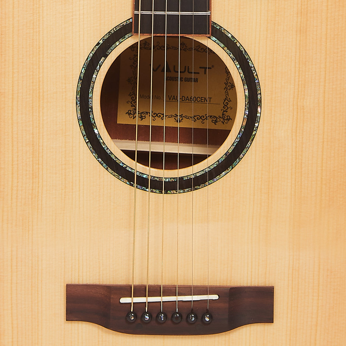 Vault DA60CE Premium Solid Spruce Top Electro Acoustic Guitar with Dual EQ and Armrest - Open Box