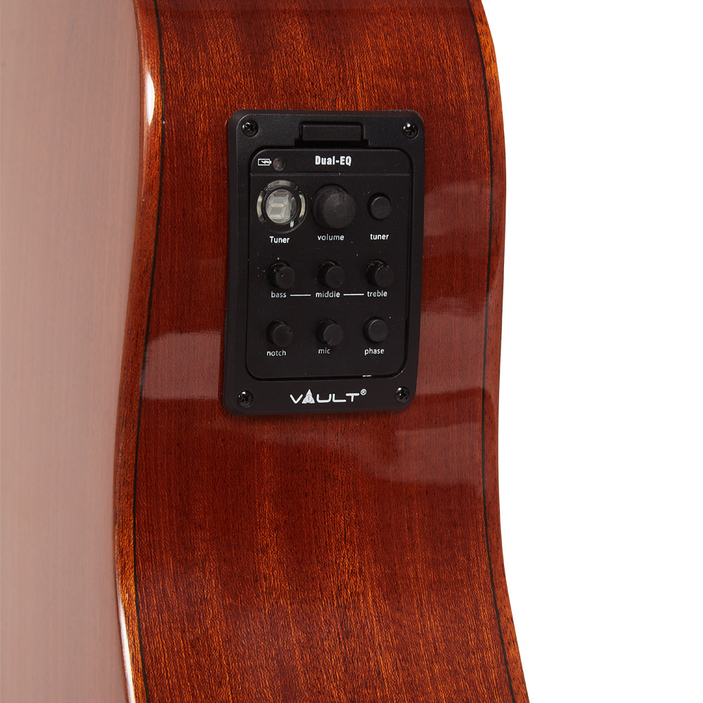 Vault DA60CE Premium Solid Spruce Top Electro Acoustic Guitar with Dual EQ and Armrest - Open Box