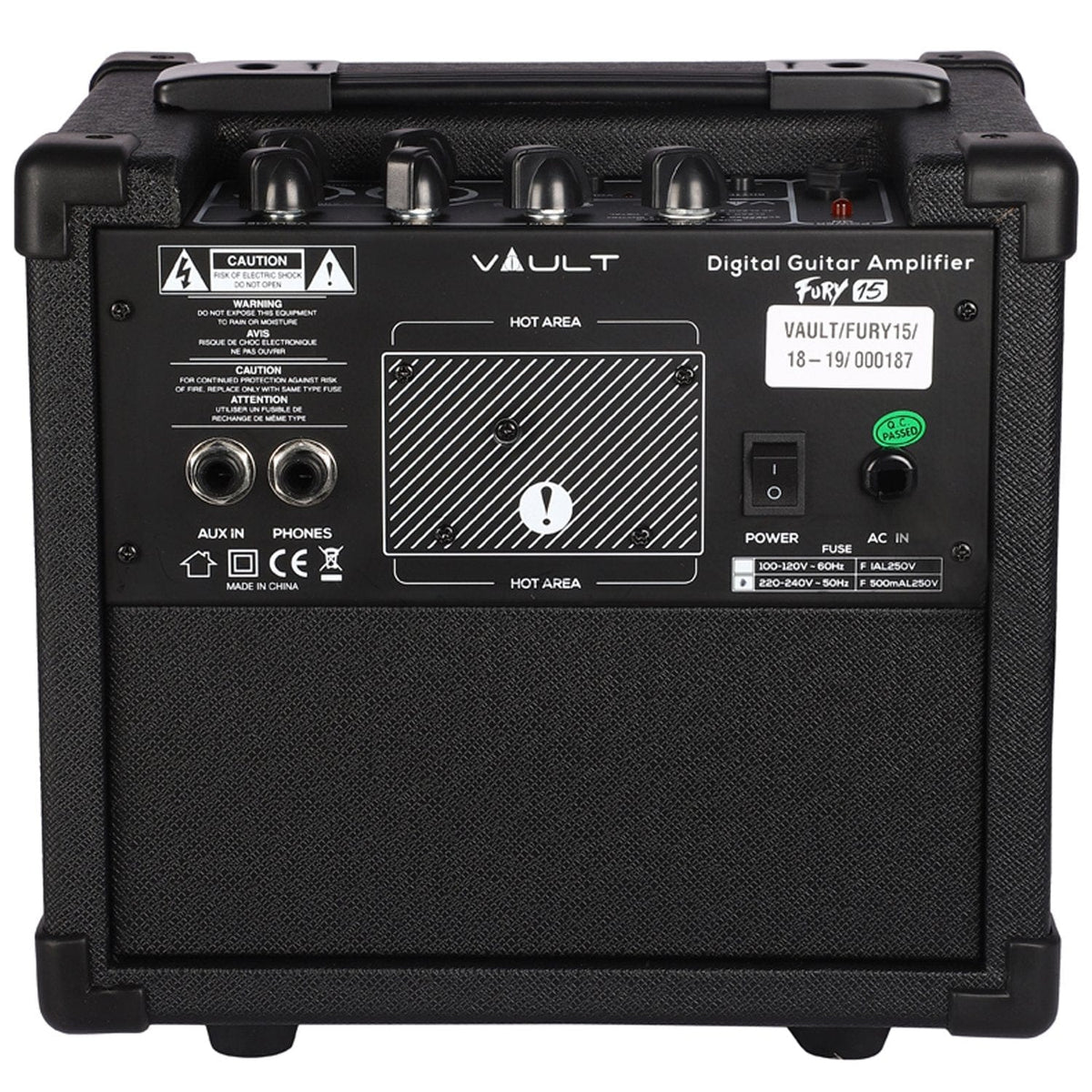 Vault Fury 15 Watt Digital Combo Guitar Amplifier with Effects and 36 pattern Drum Machine with Vault Buds Duo Dual Driver Earphones