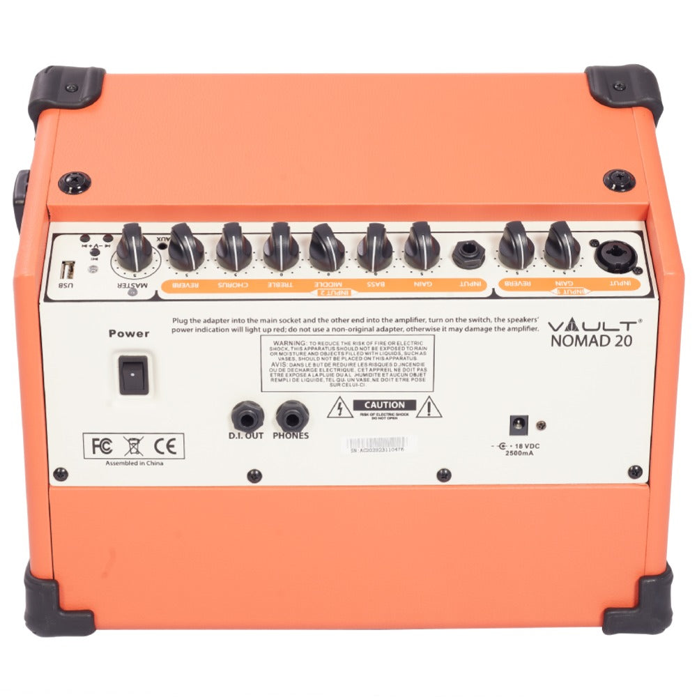 Vault Nomad 20 Twenty Watt Acoustic Guitar Two Channel Amplifier with Independent Chorus and Reverb Effects - Open Box