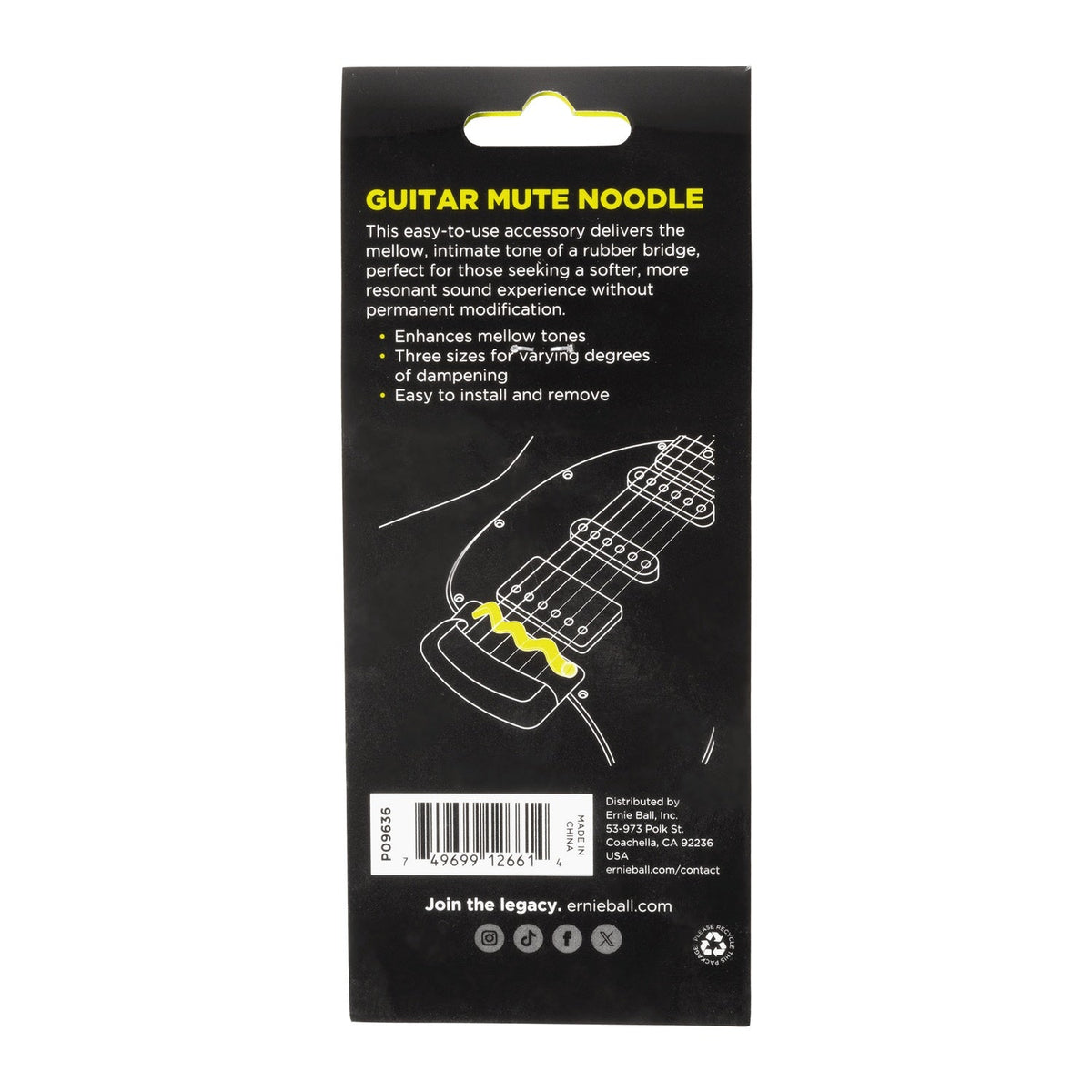 Ernie Ball Mute Noodle Rubber Bridge Tone Guitar Mute