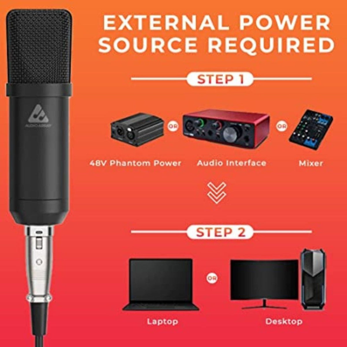 Audio Array AM-C2 XLR Condenser Microphone Kit with Pro Boom Arm