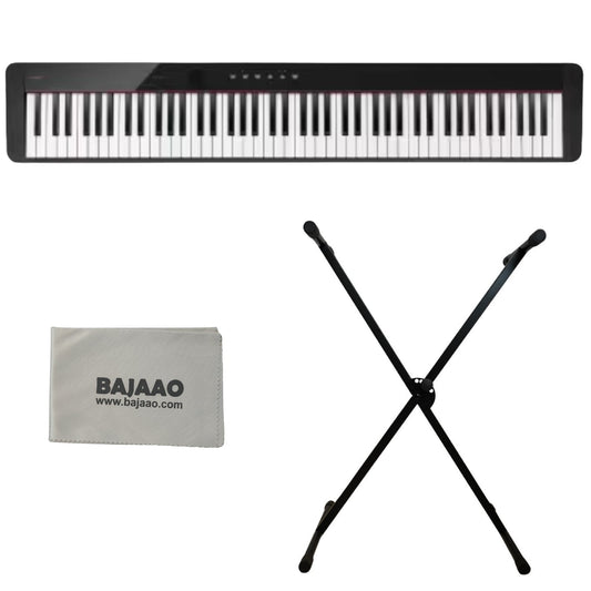 Casio Privia Series PX-S1100 88 Key Digital Piano with Bajaao KS021 Stand and Polishing Cloth