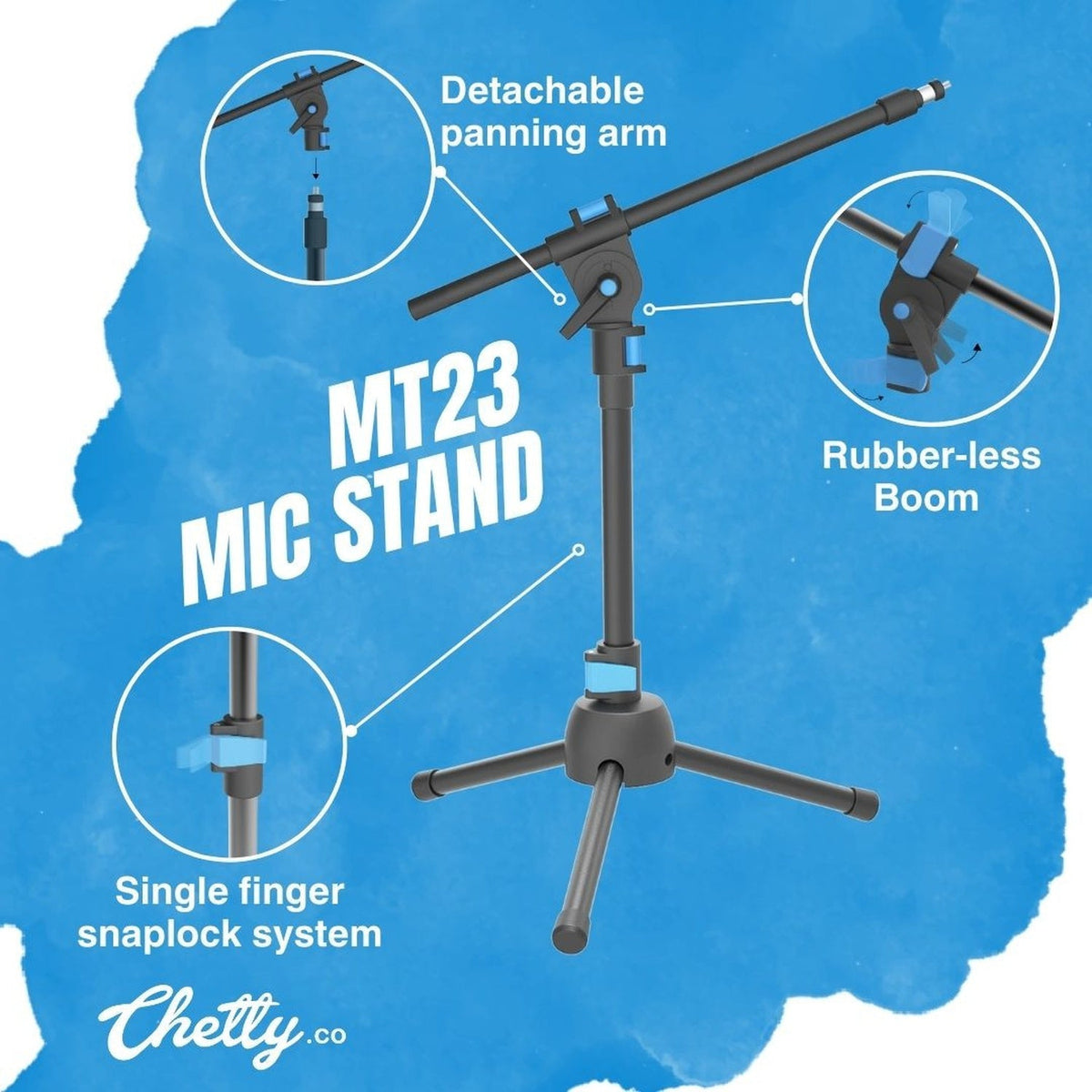 Chetty MT23 Mini Microphone Stand with Detachable Boom Arm