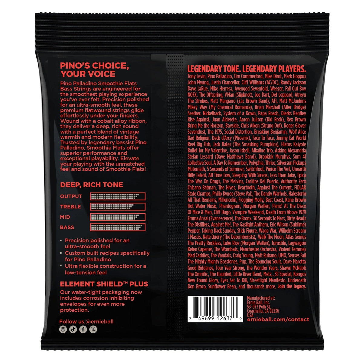 Ernie Ball Pino Palladino Smoothie Flats Electric Bass Strings - 38-98