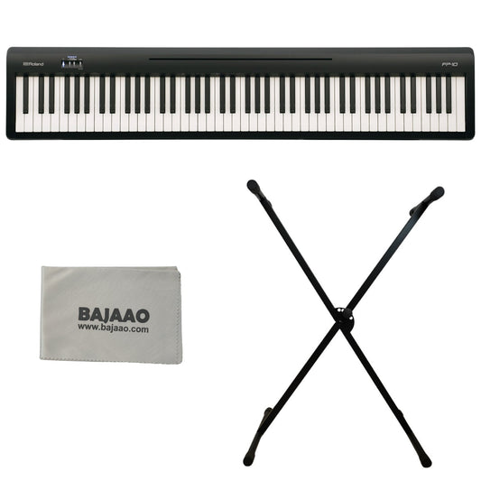 Roland FP-10 88-Key Digital Piano with Bajaao KS021 Stand and Polishing Cloth