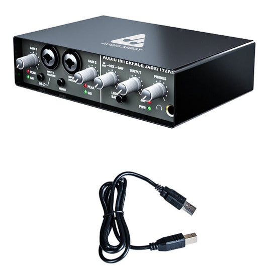 Audio Array AI-01 24 bit 192KHz 2in/2out Audio Interface with Gain Control Mono & Loop Back Button along with No Latency Monitoring for Recording Streaming and Podcasting