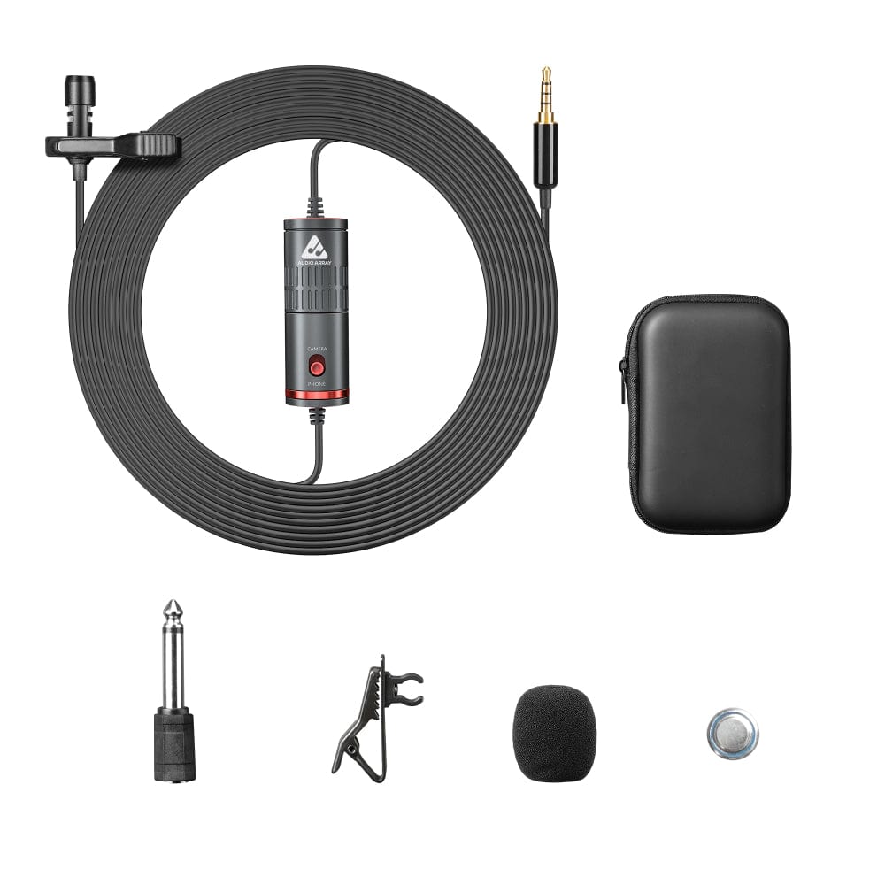 Audio Array AM-C12 All Metal Condenser Collar Microphone with 3.5mm Connector with Battery for DSLR & Smartphone