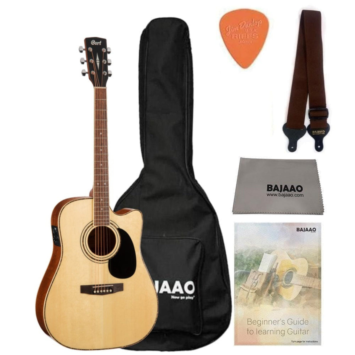 Cort AD880CE Cutaway Electro Acoustic Guitar with Gigbag, Strap, Polishing Cloth, Pick and Ebook