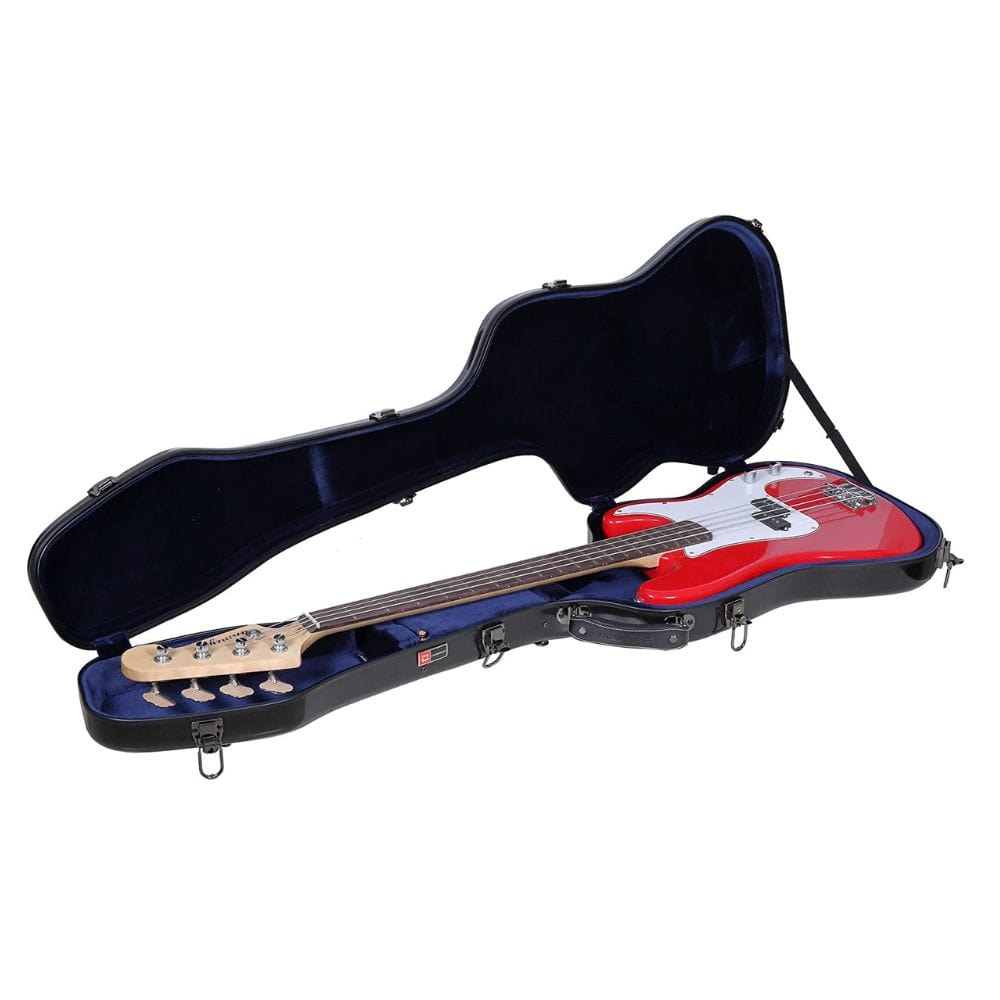 Crossrock CRF-2020P BBK Deluxe Fiberglass Case for Precision Bass Style Guitars with TSA Lock - Black