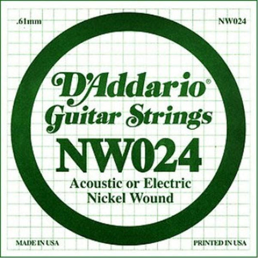D'Addario NW024 Nickel Wound Electric Guitar Single String set of 3