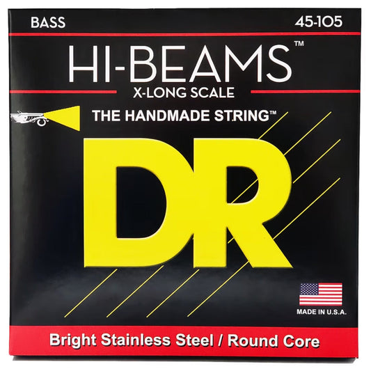 DR LMR-45 Hi-Beam Stainless Steel X-Long Medium Bass Guitar Strings Set - .045-.105