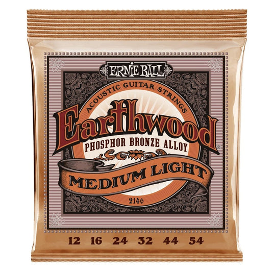 Ernie Ball 3543 Medium Light Earthwood Phosphor Bronze Acoustic Guitar Strings - .12-.54