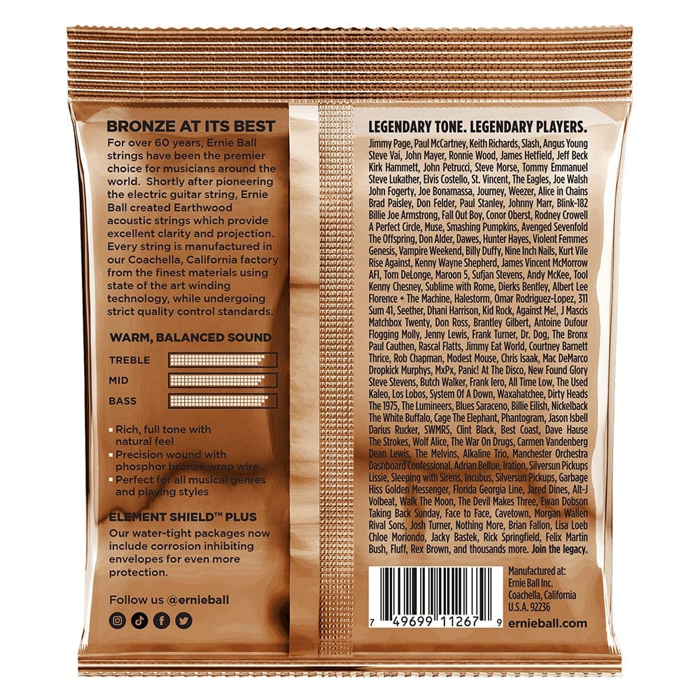 Ernie Ball 3544 Medium Earthwood Phosphor Bronze Acoustic Guitar Strings  - .13-.56