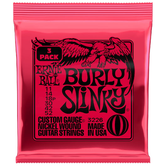 Ernie Ball 3226 Burly Slinky Nickel Wound Electric Guitar Strings 3 Pack - .11-.52