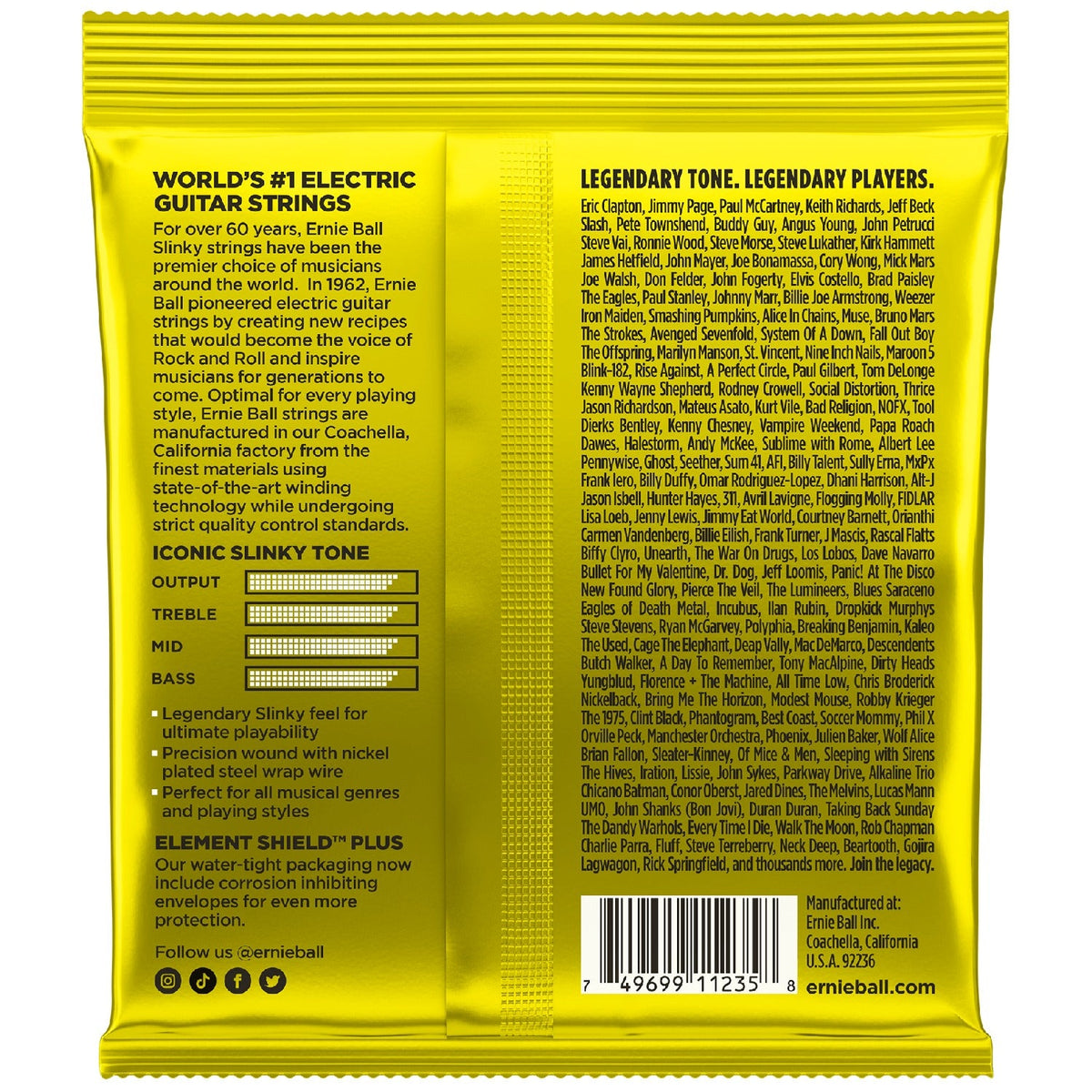 Ernie Ball 3627 Beefy Slinky Nickel Wound Electric Guitar Strings Pack of 3 - .11-.54