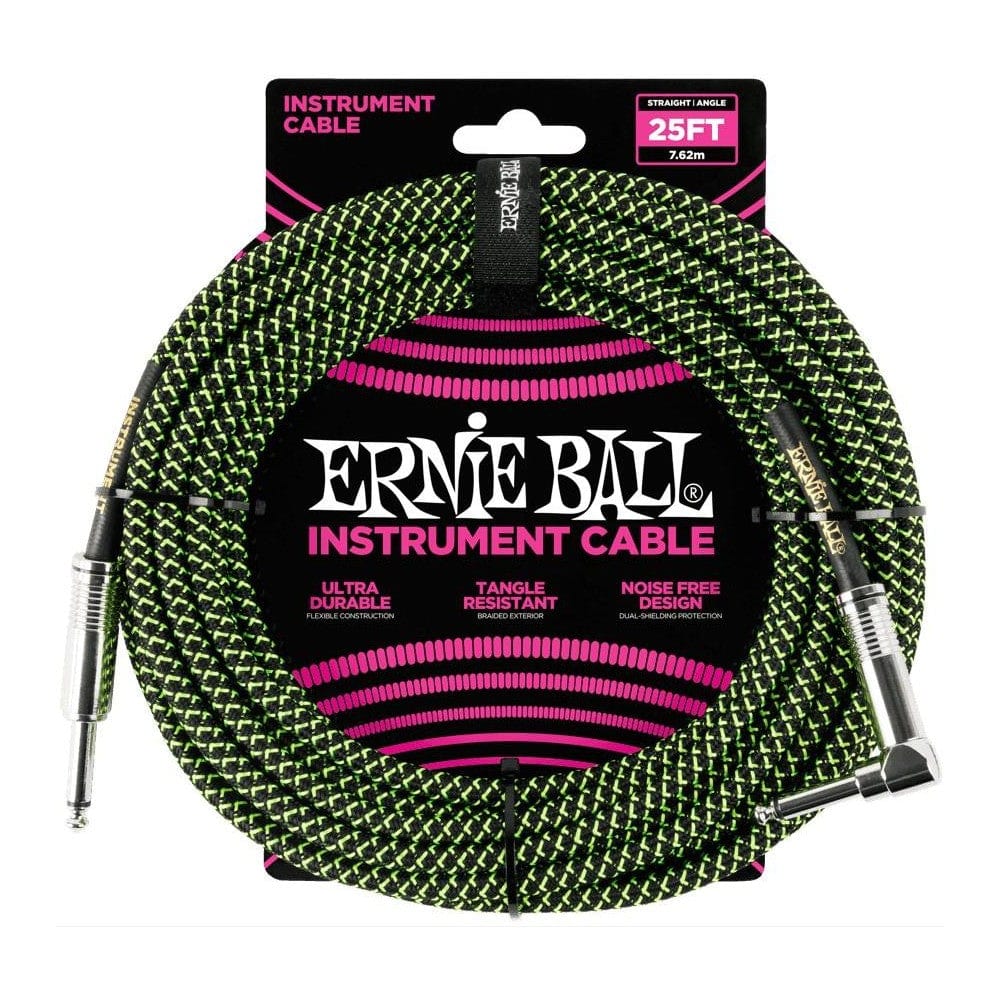 Ernie Ball 25 Ft Braided Straight-Angle Instrument Cable