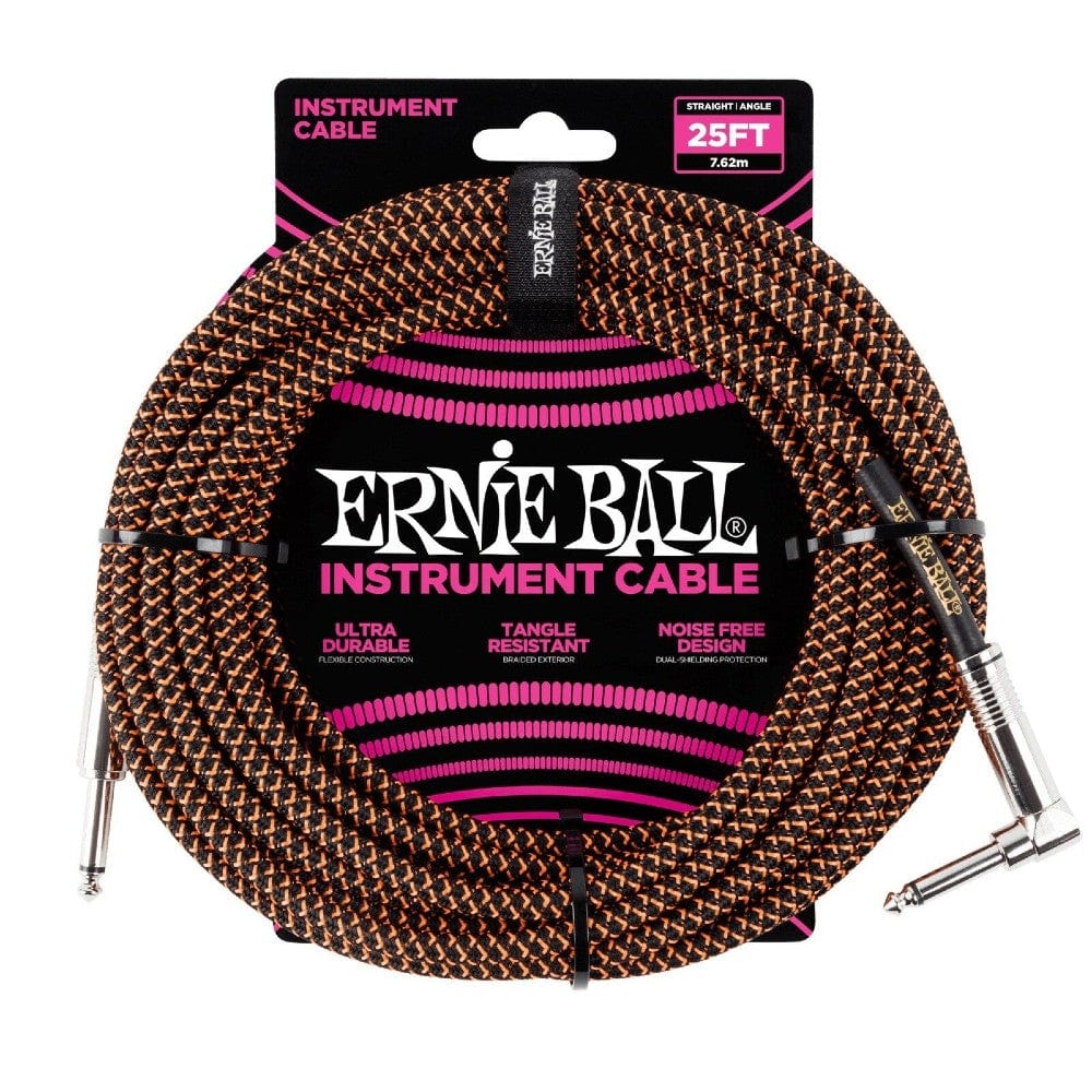 Ernie Ball 25 Ft Braided Straight-Angle Instrument Cable