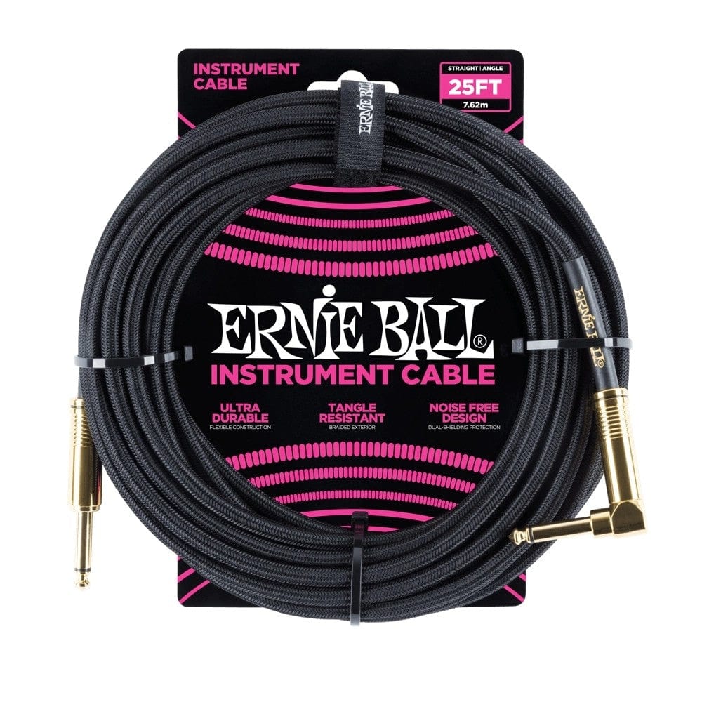 Ernie Ball 25 Ft Braided Straight-Angle Instrument Cable