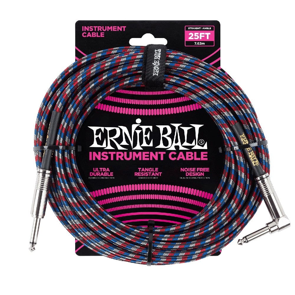 Ernie Ball 25 Ft Braided Straight-Angle Instrument Cable