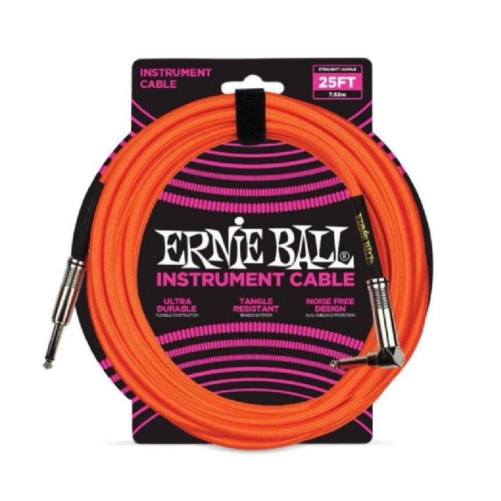 Ernie Ball 25 Ft Braided Straight-Angle Instrument Cable