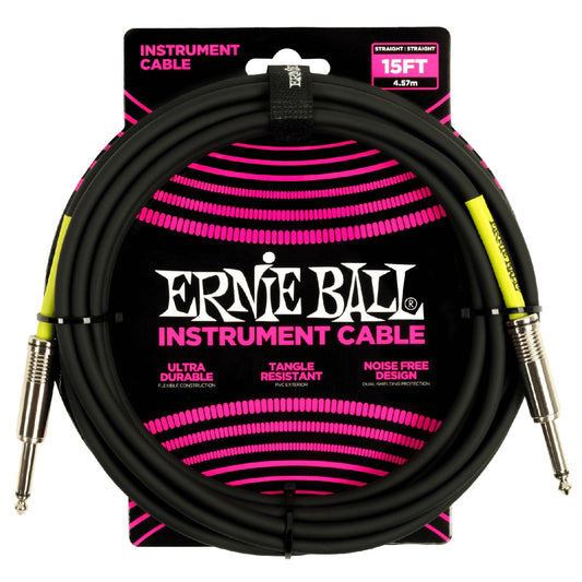 Ernie Ball 6399 15ft PVC Straight Instrument Cable - Black