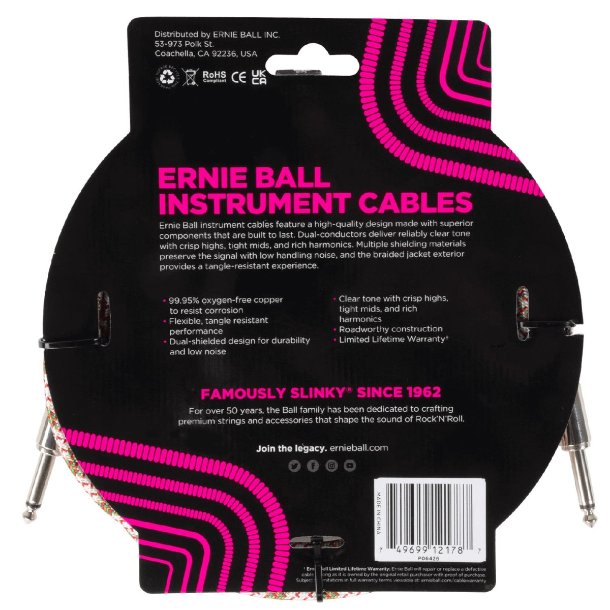 Ernie Ball Braided 10ft Straight/Straight Instrument Cable