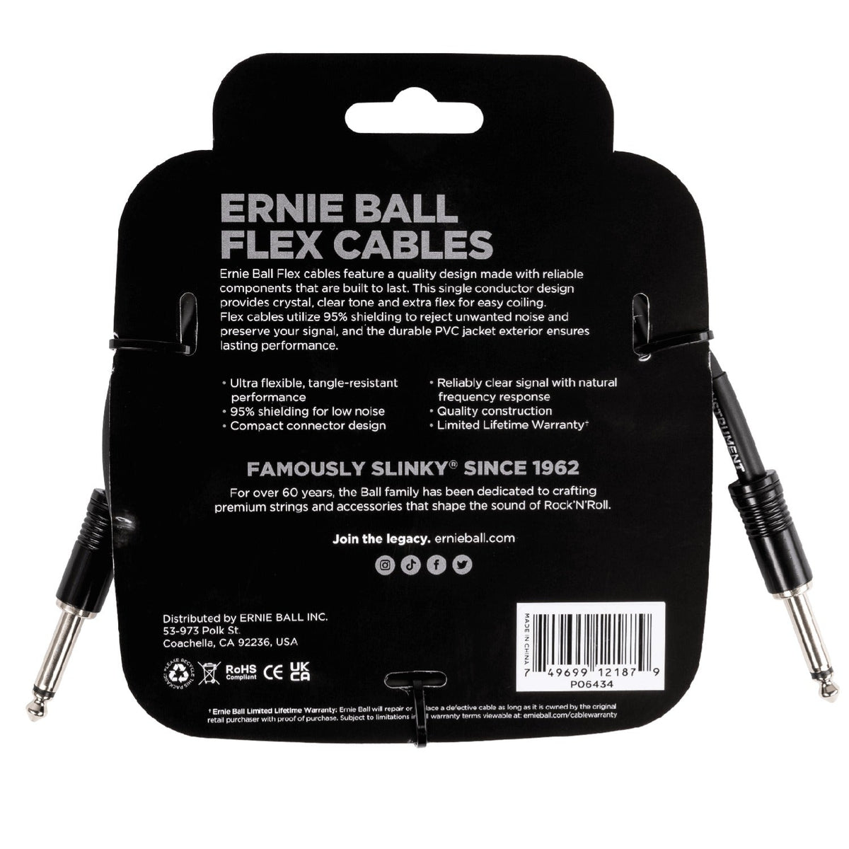 Ernie Ball Flex 10ft Straight/Straight Instrument Cable