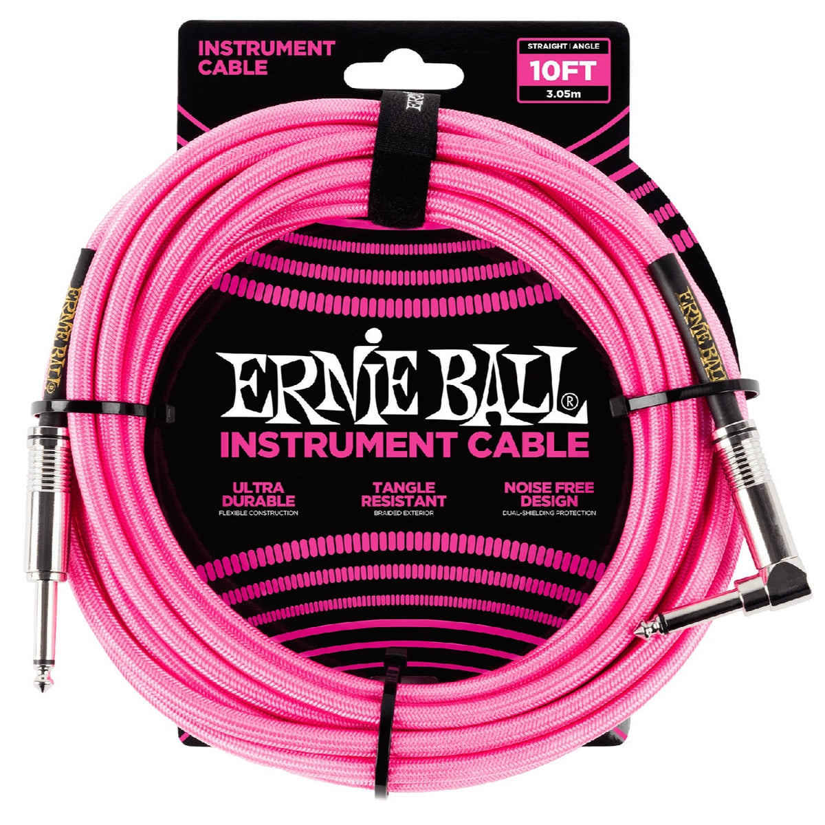 Ernie Ball 10' Braided Straight Angle Instrument Cable