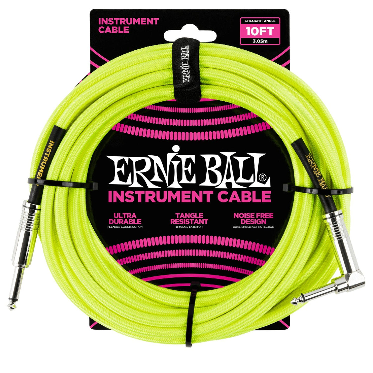 Ernie Ball 10' Braided Straight Angle Instrument Cable