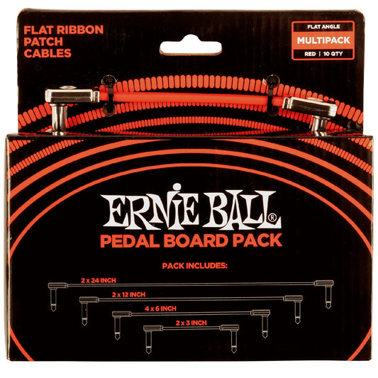 Ernie Ball 6404 Flat Ribbon Pedalboard Multi Pack Patch Cables - Red