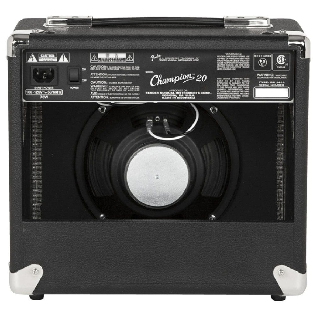 Fender Champion 20 Watts Combo Guitar Amplifier with Cable, Polishing Cloth & E-Book