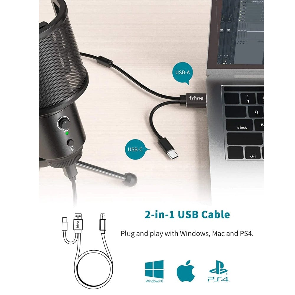Fifine K683A USB-C Plug Desktop Condenser Microphone