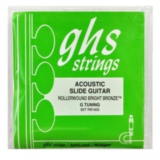 GHS RB1600 Bright Bronze Rollerwound Resonator acoustic slide guitar Stings - 16-56