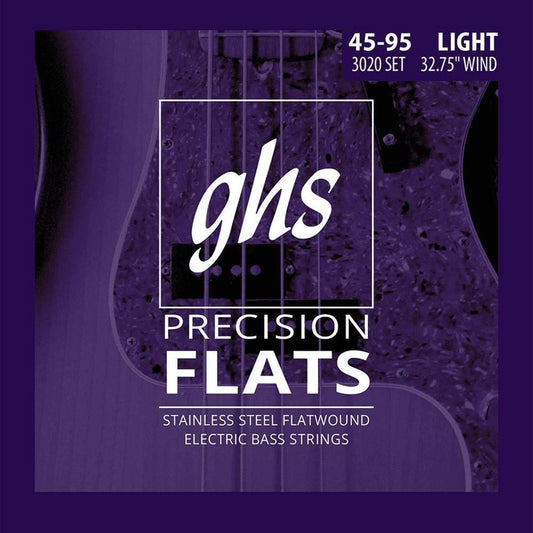 GHS 3020 Short Scale Precision Flats Bass Guitar Strings - Light - 45-95