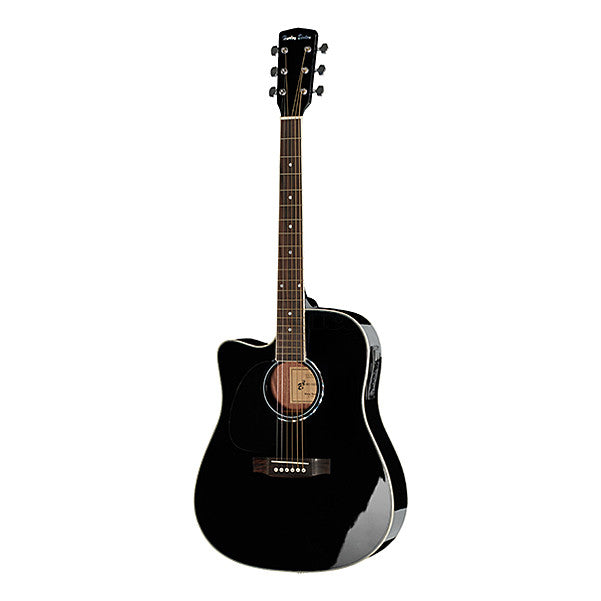 Harley Benton D-120CE LH Dreadnought Cutaway Electro Acoustic Guitar - Black Gloss - Open Box