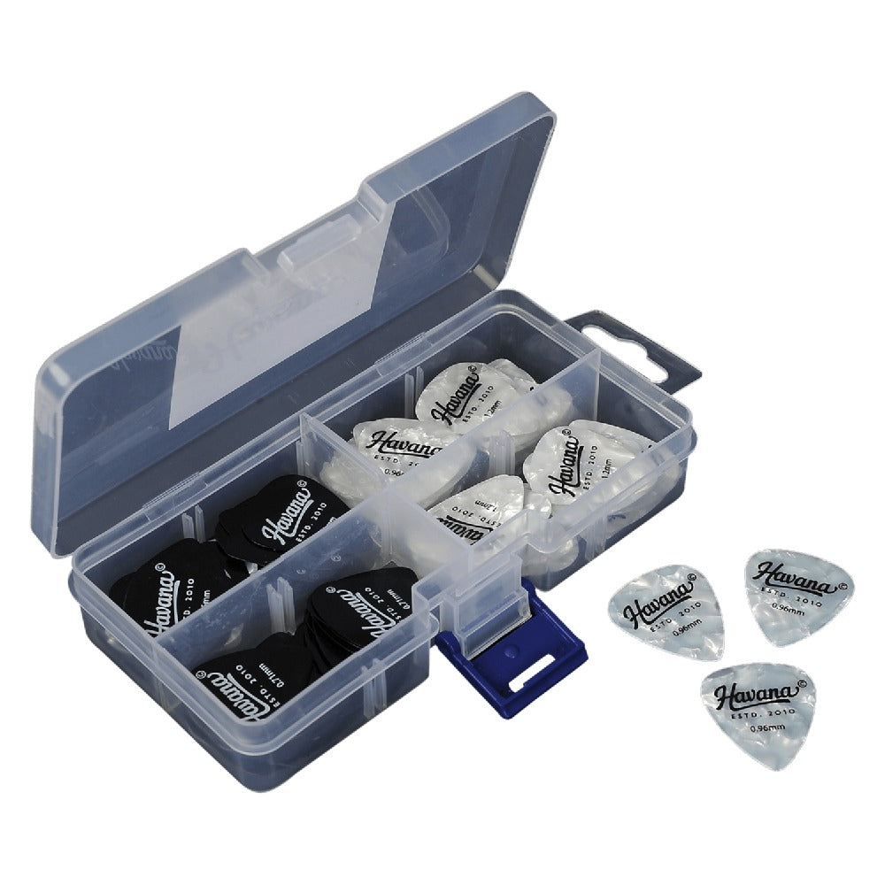 Havana Celluloid Teardrop Picks Box - 0.46mm to 1.2mm
