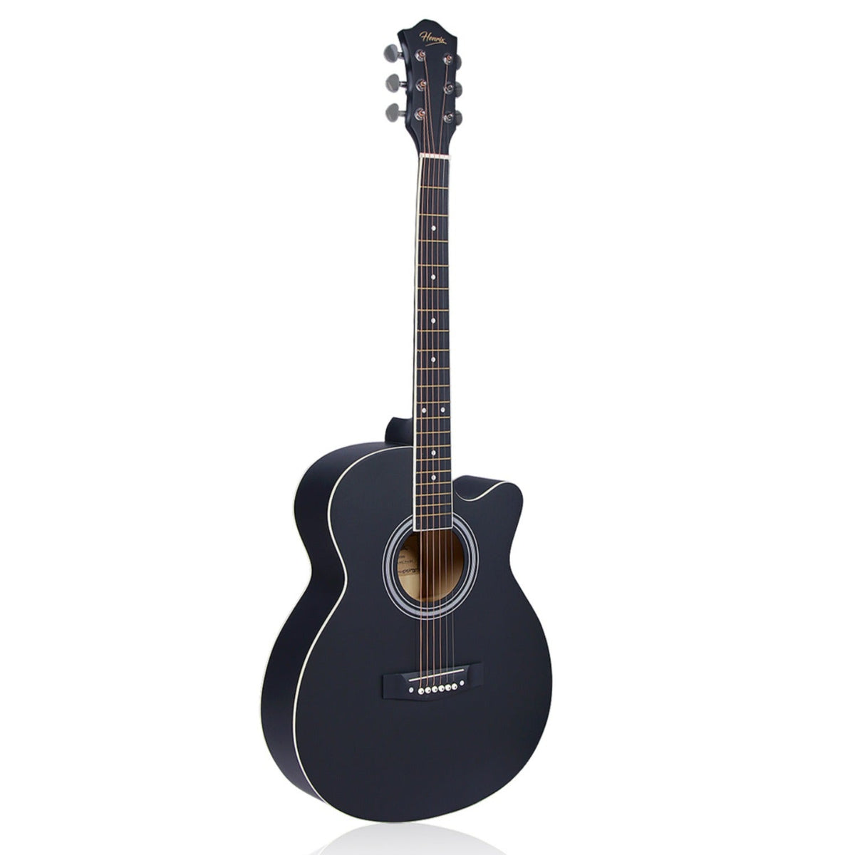 Henrix PRO 40C 40-Inch Cutaway Acoustic Guitar with Dual Action Truss Rod, Gigbag, Picks, String Set, Strap, Cloth & Ebook - Open Box