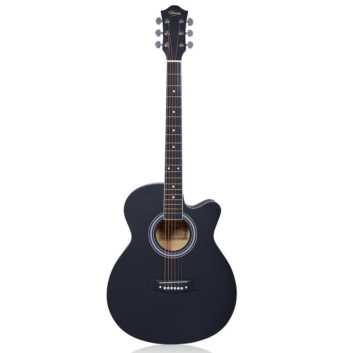 Henrix PRO 40C 40-Inch Cutaway Acoustic Guitar with Dual Action Truss Rod, Gigbag, Picks, String Set, Strap, Cloth & Ebook - Open Box