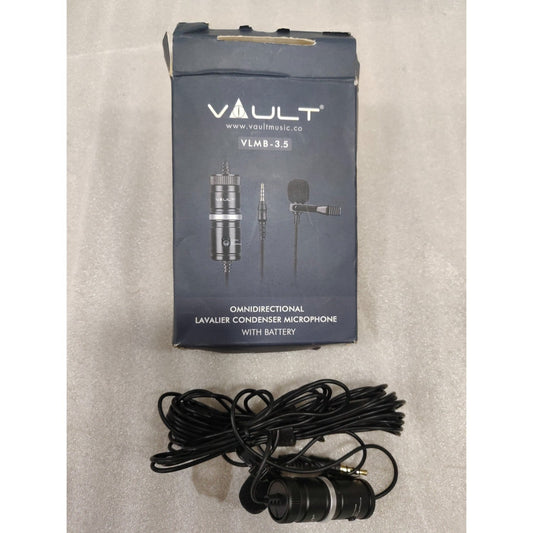 Vault VLM-B 3.5 Lavalier Microphone with 5.5 meter Audio Cable - Ideal for Vlogging, Podcasting, Conferences, Video chat - Open Box A Stock