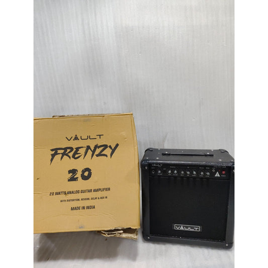 Vault Frenzy 20 Watt Combo Guitar Amplifier with Analog Distortion, Reverb & Delay All Playable Together - Open Box A Stock