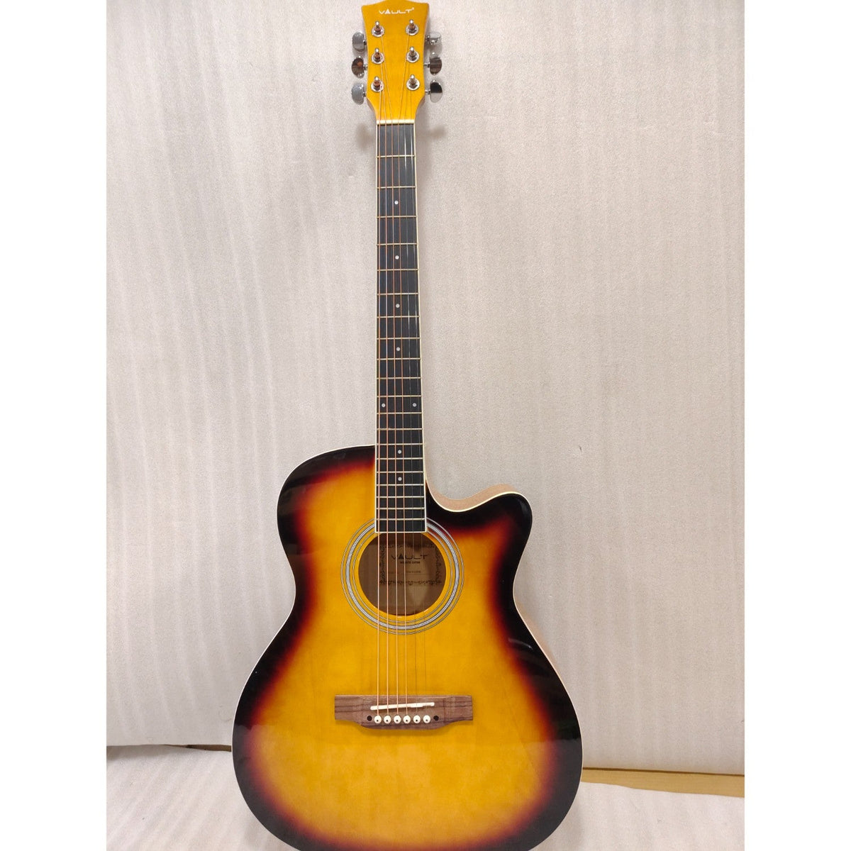 Vault EA20 Guitar Kit with Learn to Play Ebook, Bag, Strings, Straps, Picks, String winder & Polishing Cloth - 40 inch Cutaway Acoustic Guitar - Open Box