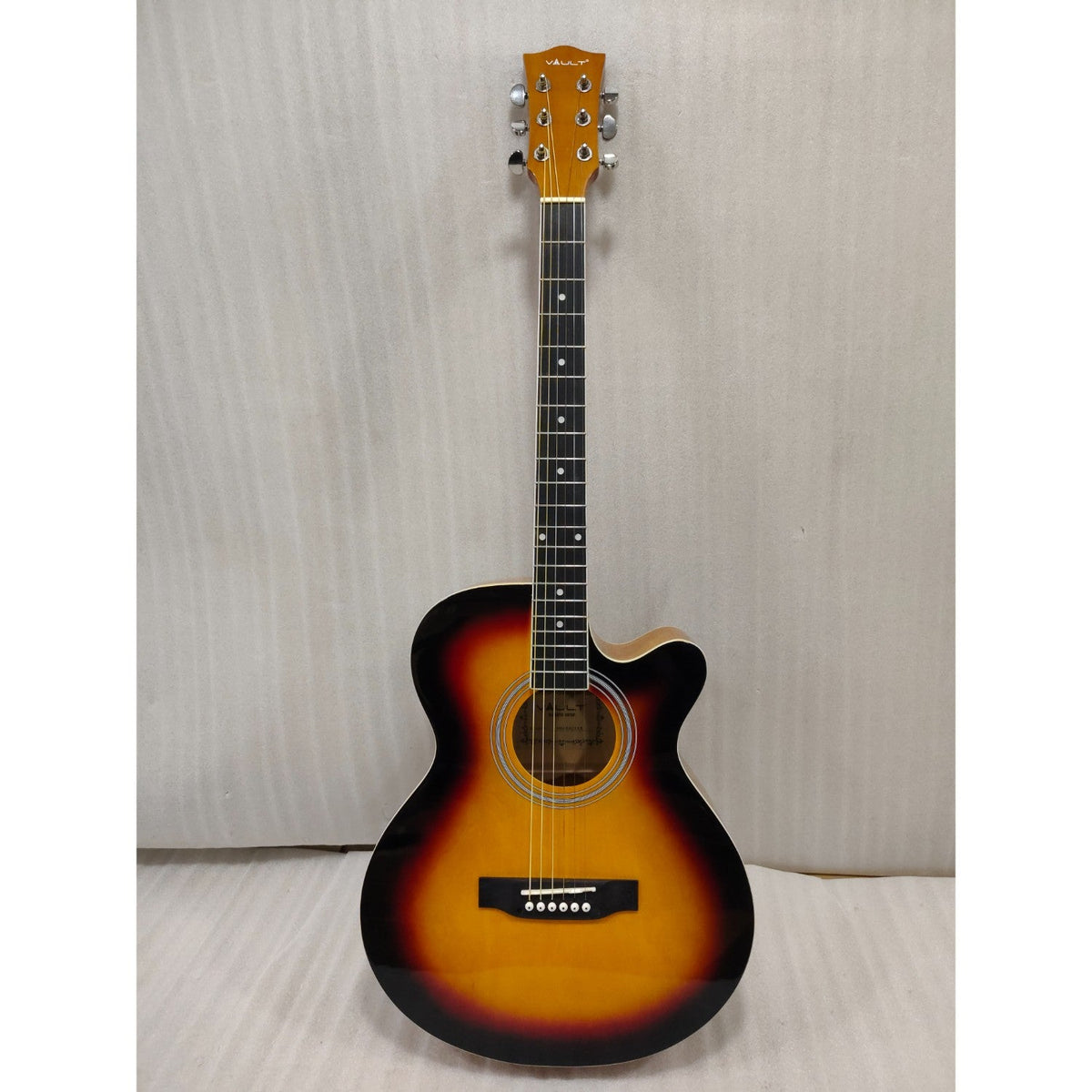 Vault EA20 Guitar Kit with Learn to Play Ebook, Bag, Strings, Straps, Picks, String winder & Polishing Cloth - 40 inch Cutaway Acoustic Guitar - Open Box