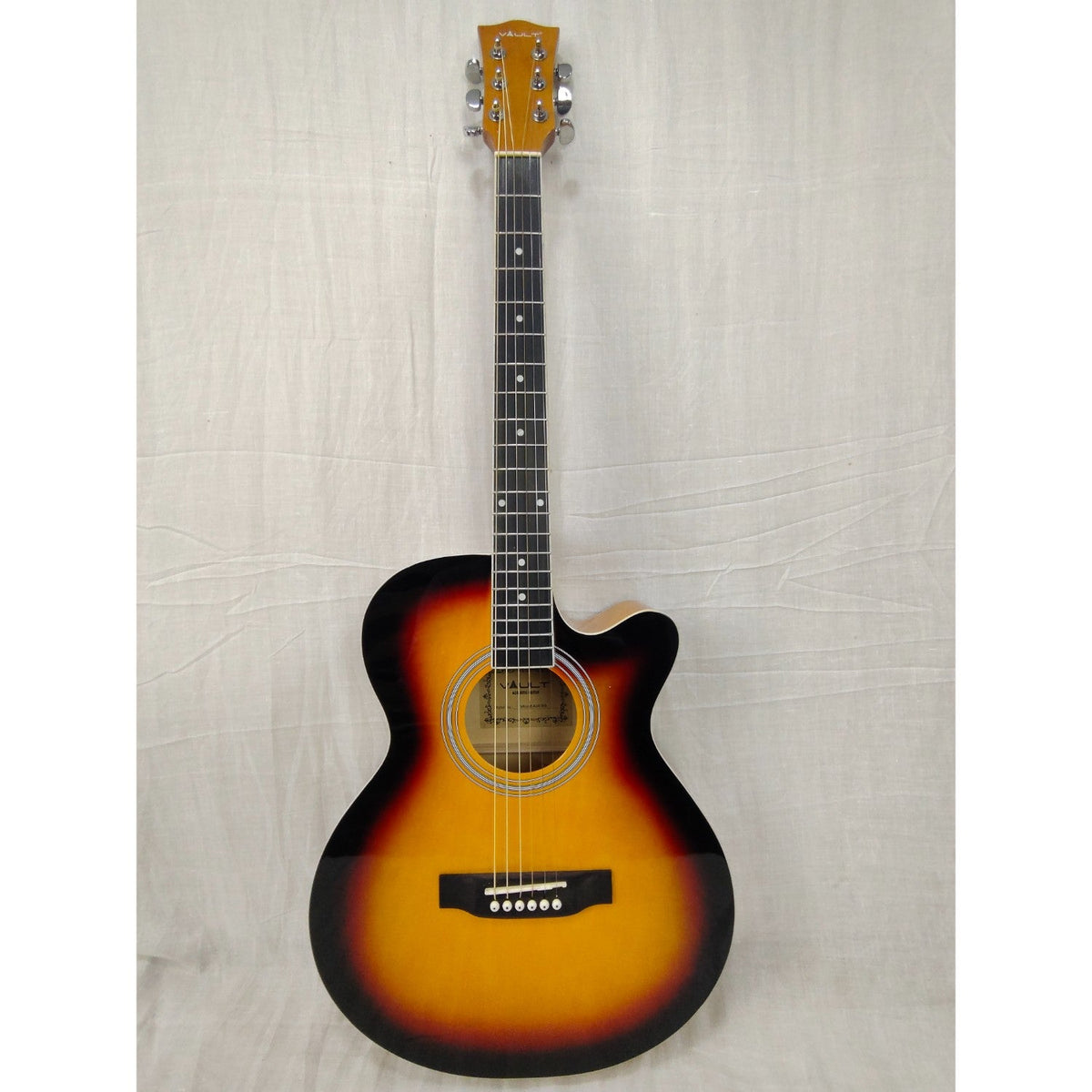 Vault EA20 Guitar Kit with Learn to Play Ebook, Bag, Strings, Straps, Picks, String winder & Polishing Cloth - 40 inch Cutaway Acoustic Guitar - Open Box