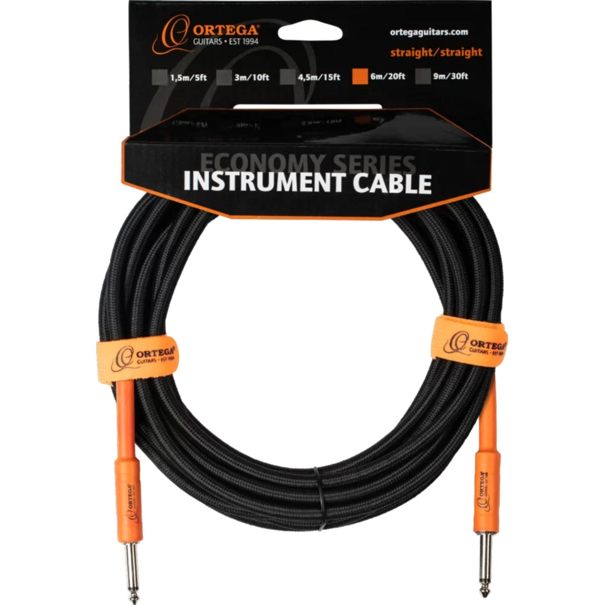 Ortega OECIS-20 20ft Economy Series Straight Instrument Cable