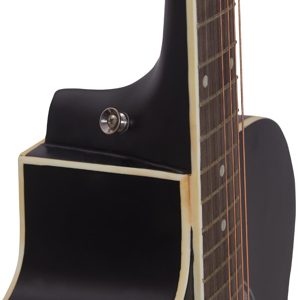 Vault EA20 Guitar Kit with Learn to Play Ebook, Bag, Strings, Straps, Picks, String winder & Polishing Cloth - 40 inch Cutaway Acoustic Guitar - Open Box