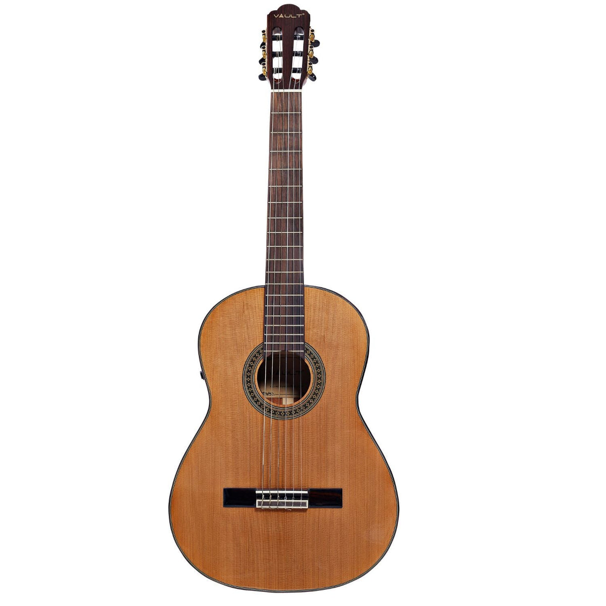 Vault Performer Pro Premium Classical Guitar with All Solid wood and Transacoustic EQ with Delay, Reverb, Chorus onboard effects and 25mm Paded Gigbag
