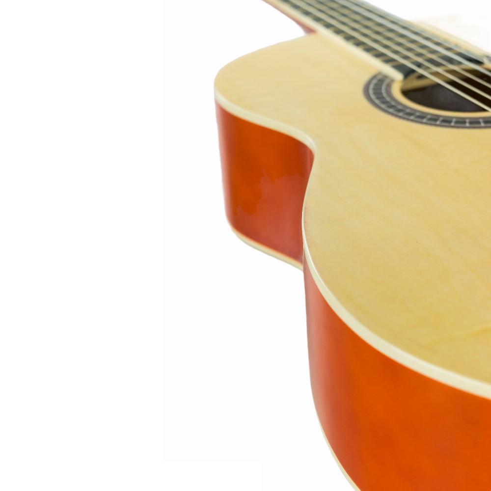 Vault CL-20 4/4 size Classical Guitar with Gigbag, Tuner, Strap, Polishing Cloth & Ebook - Natural Gloss