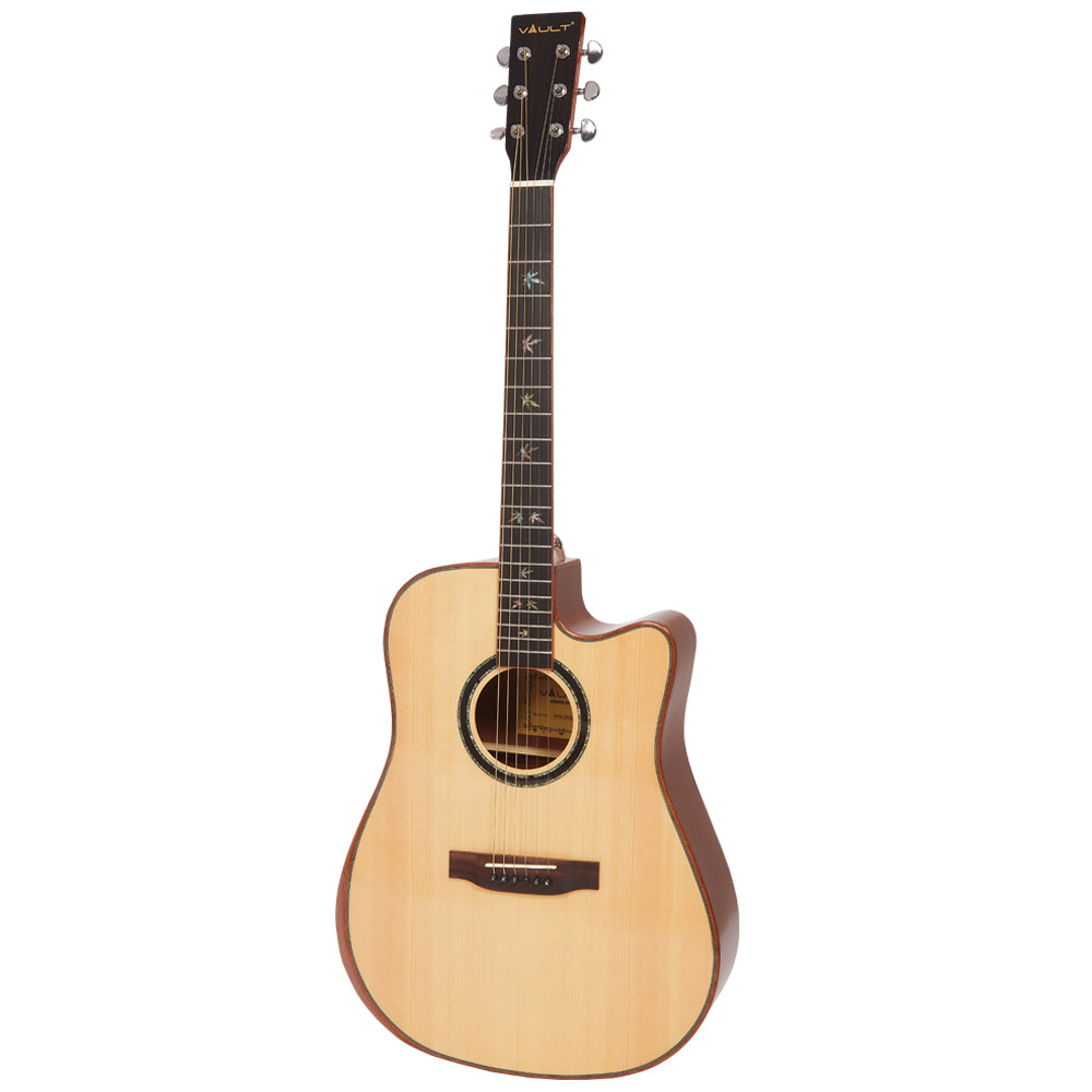 Vault DA60CE Premium Solid Spruce Top Electro Acoustic Guitar with Dual EQ and Armrest - Open Box