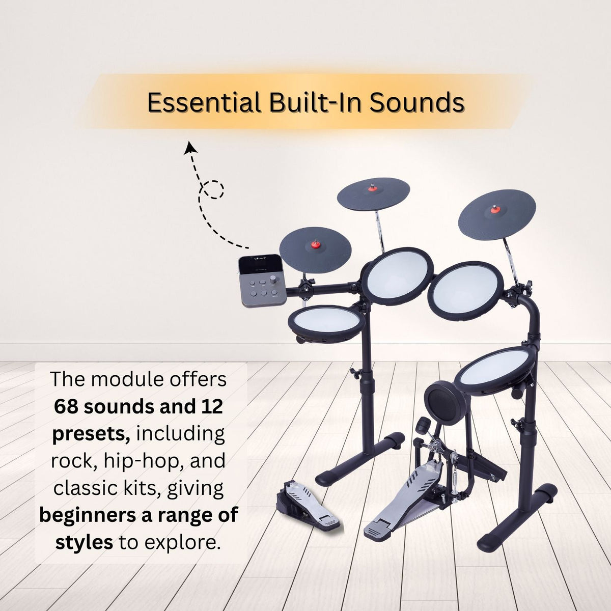 Vault Impact Junior Electronic Drum Kit for Kids & Beginners – All-Mesh Pads, USB-C & 60+ Sounds